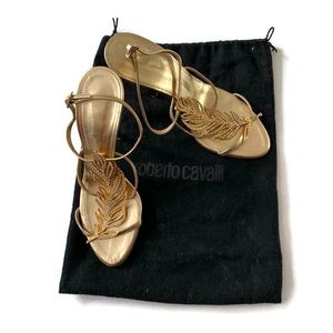 Roberto Cavalli Feather Embellished Sandals